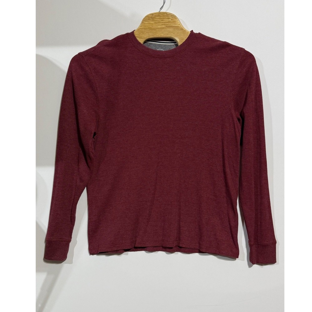 Member's Mark Thermal Shirt Mens L Burgundy Excellent Waffle Knit Long Sleeve